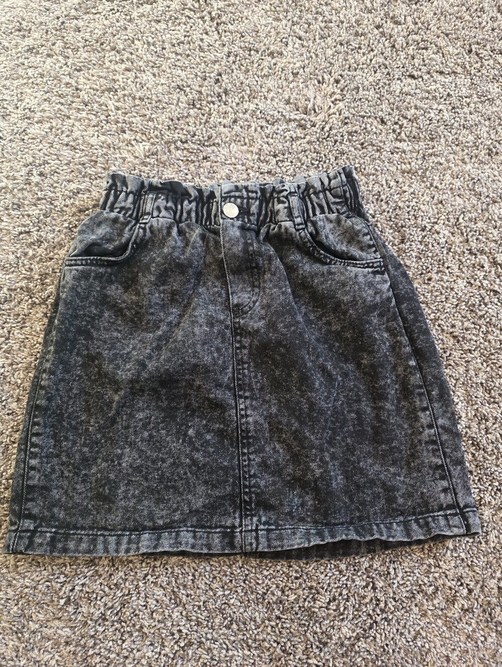 H&M Girls Washed Black Elastic Waist Denim Skirt SIZE 16